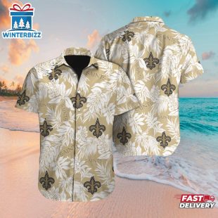 New Orleans Saints Tropical Leaf Hawaiian Shirt