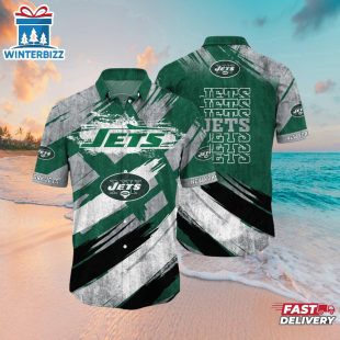 New York Jets Bold Brush Hawaiian Shirt