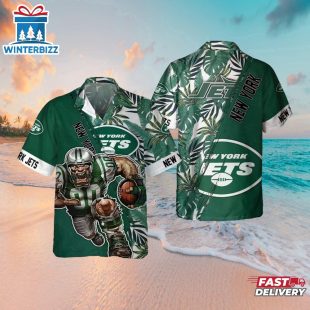 New York Jets Tropical Gridiron Hawaiian Shirt