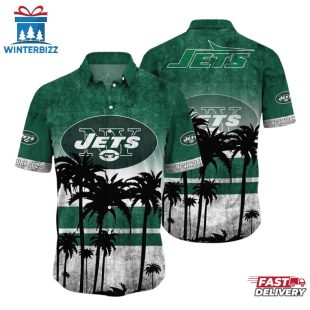 New York Jets Tropical Sunset Hawaiian Shirt