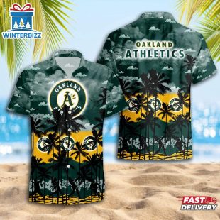 Oakland Athletics Team Tree Pattern Hawaiian Shirt