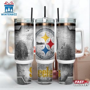 Pittsburgh Steelers NFL Fingerprint Effect Tumbler 40Oz With Handle