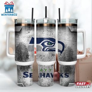 Seattle Seahawks NFL Fingerprint Effect Tumbler 40Oz With Handle