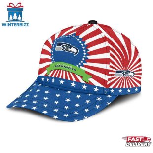 Seattle Seahawks Sport US Flag Pattern Independence Day Classic Cap