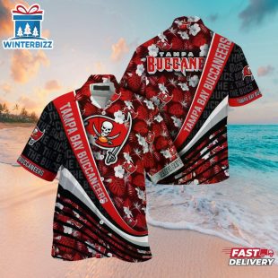 Tampa Bay Buccaneers Tropical Leaves Hawaiian Shirt