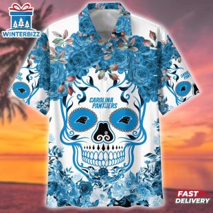Carolina Panthers NFL Flower Skull Hawaiian Shirt For Fans