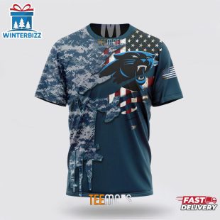 Custom Name And Number NFL Carolina Panthers Veteran Day 3D T-Shirt