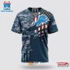 Custom Name And Number NFL Detroit Lions Veteran Day 3D T-Shirt