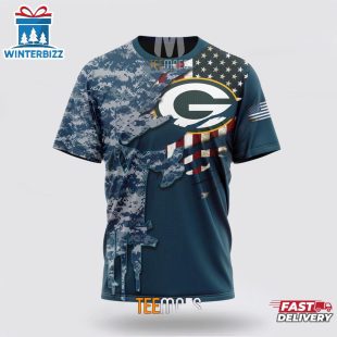 Custom Name And Number NFL Green Bay Packers Veteran Day 3D T-Shirt
