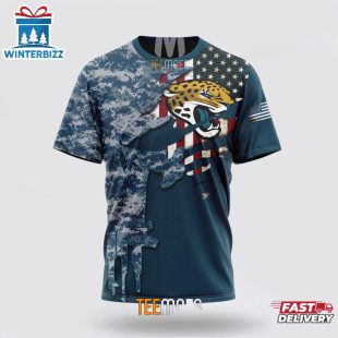 Custom Name And Number NFL Jacksonville Jaguars Veteran Day 3D T-Shirt