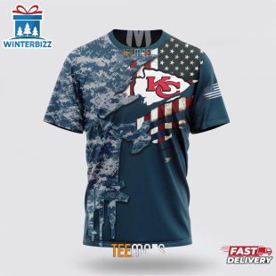 Custom Name And Number NFL Kansas City Chiefs Veteran Day 3D T-Shirt