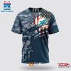 Custom Name And Number NFL Miami Dolphins Veteran Day 3D T-Shirt