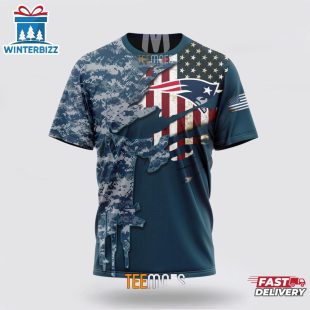 Custom Name And Number NFL New England Patriots Veteran Day 3D T-Shirt