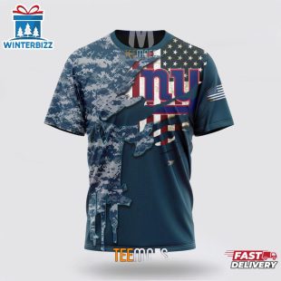 Custom Name And Number NFL New York Giants Veteran Day 3D T-Shirt