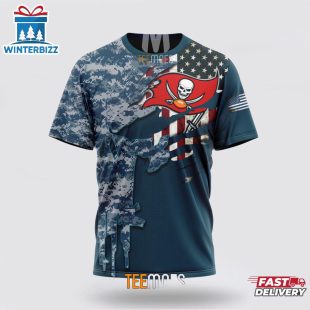 Custom Name And Number NFL Tampa Bay Buccaneers Veteran Day 3D T-Shirt