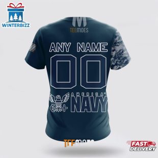 Custom Name And Number NFL Tampa Bay Buccaneers Veteran Day 3D T-Shirt