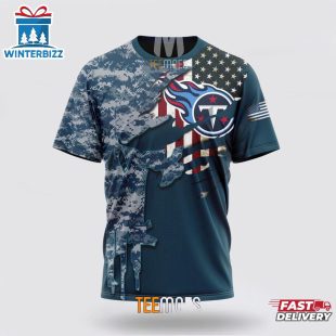 Custom Name And Number NFL Tennessee Titans Veteran Day 3D T-Shirt