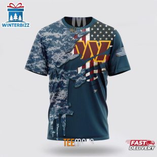 Custom Name And Number NFL Washington Commanders Veteran Day 3D T-Shirt