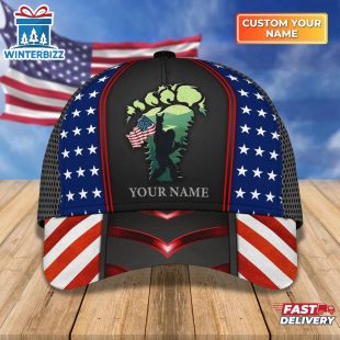 Custom Name Bigfoot Camping Pattern Baseball Cap Gift For Adults