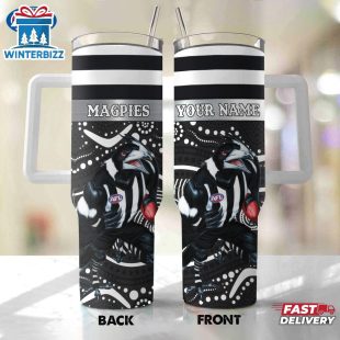 Custom Name Collingwood AFL Mascot Tumbler 40Oz Handle