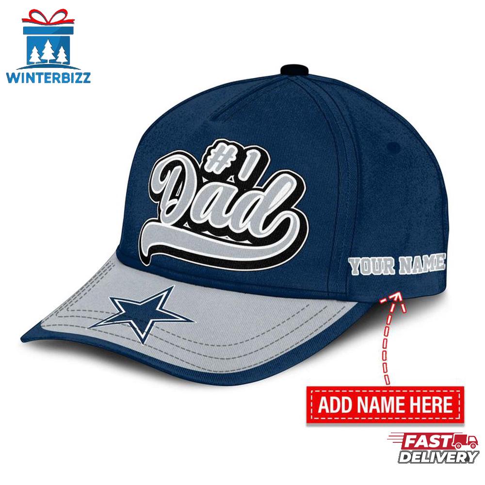 Custom Name Dallas Cowboys #1 Dad Father's Day Classic Baseball Cap Custom Name Dallas Cowboys #1 Dad Father's Day Classic Baseball Cap