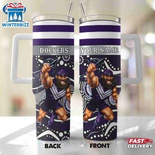 Custom Name Fremantle AFL Mascot Tumbler 40Oz Handle