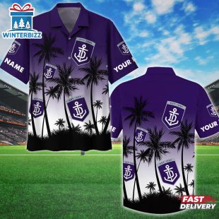 Custom Name Fremantle AFL Tree Pattern Hawaiian Shirts