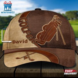 Custom Name Golf Brown Baseball Cap Gift For Adults
