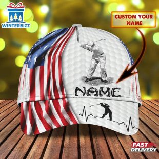 Custom Name Golf Pattern Baseball Cap Gift For Adults