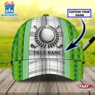 Custom Name Green Golf Baseball Cap Gift For Adults