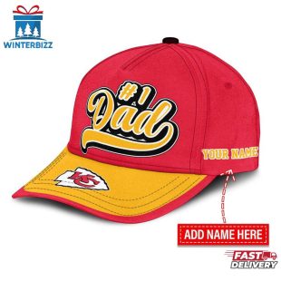 Custom Name Kansas City Chiefs #1 Dad Father's Day Classic Baseball Cap