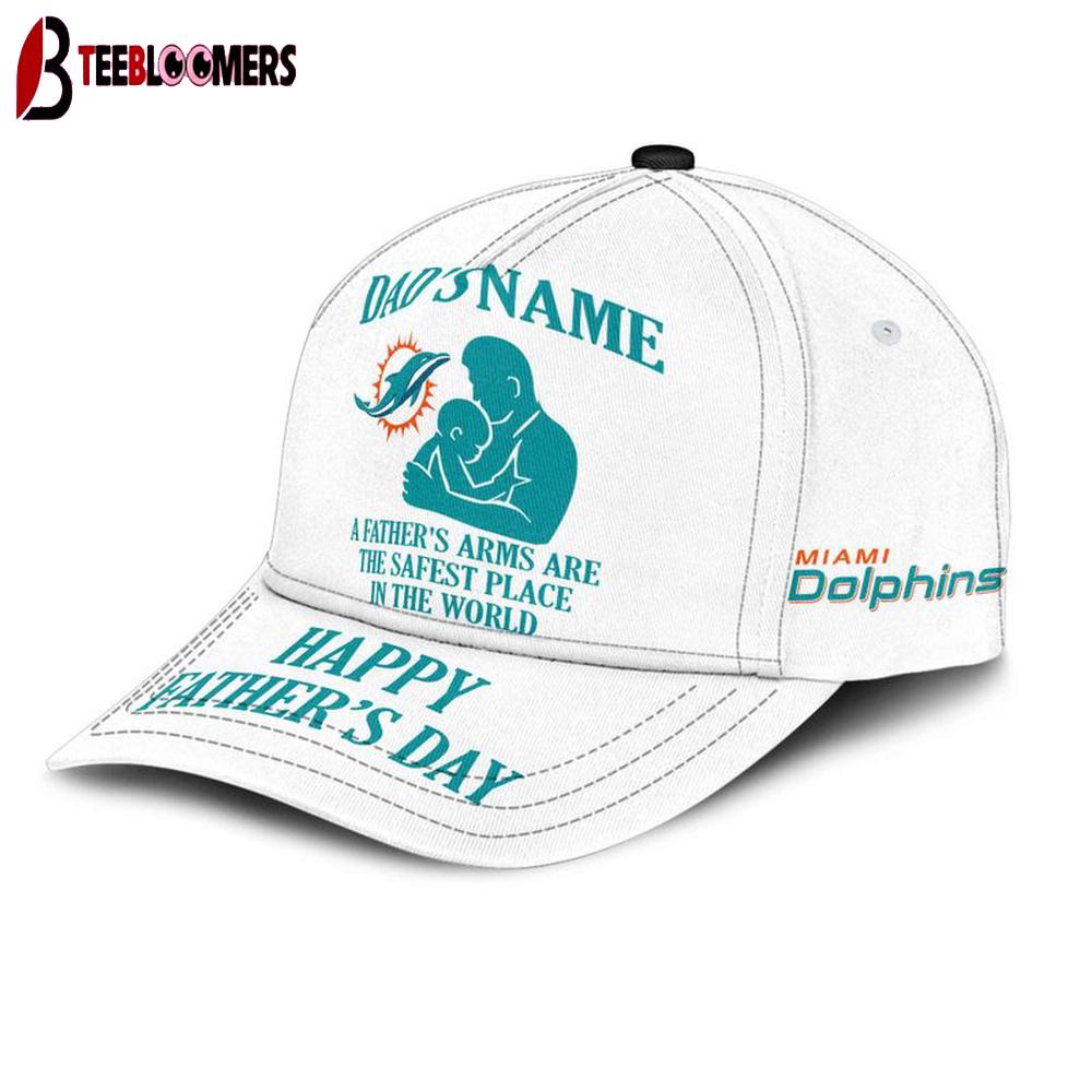 Custom Name Miami Dolphins Father's Arms Father's Day Classic Baseball Cap Custom Name Miami Dolphins Father's Arms Father's Day Classic Baseball Cap