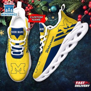 Custom Name Michigan Wolverines Team Max Soul Shoes For Fans