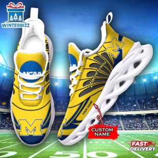 Custom Name Michigan Wolverines Team Sport Max Soul Shoes For Fans