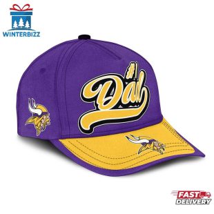 Custom Name Minnesota Vikings #1 Dad Father's Day Classic Baseball Cap