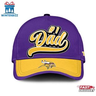 Custom Name Minnesota Vikings #1 Dad Father's Day Classic Baseball Cap