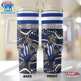 Custom Name North Melbourne AFL Mascot Tumbler 40Oz Handle