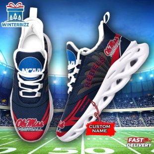 Custom Name Ole Miss Rebels Team Sport Max Soul Shoes For Fans