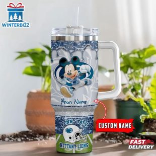 Custom Name Penn State Nittany Lions NCAA Mickey Mouse Tumbler 40Oz Handle