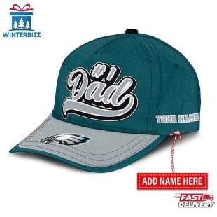 Custom Name Philadelphia Eagles #1 Dad Father's Day Classic Baseball Cap