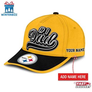 Custom Name Pittsburgh Steelers #1 Dad Father's Day Classic Baseball Cap