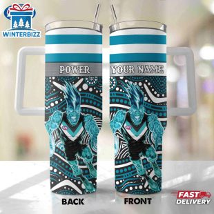 Custom Name Port Adelaide AFL Mascot Tumbler 40Oz Handle