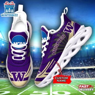 Custom Name Washington Huskies Team Sport Max Soul Shoes For Fans
