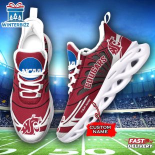 Custom Name Washington State Cougars Team Sport Max Soul Shoes For Fans
