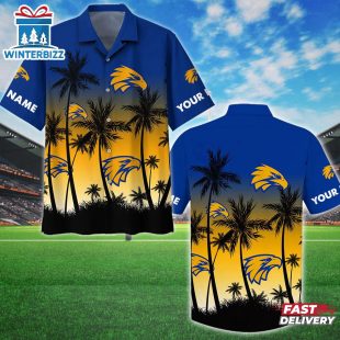 Custom Name West Coast Eagles AFL Tree Pattern Hawaiian Shirts
