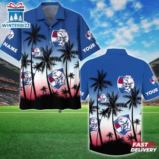 Custom Name Western Bulldogs AFL Tree Pattern Hawaiian Shirts