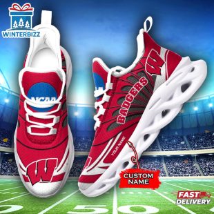 Custom Name Wisconsin Badgers Team Sport Max Soul Shoes For Fans