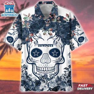 Dallas Cowboys NFL Flower Skull Hawaiian Shirt For Fans