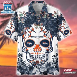 Denver Broncos NFL Flower Skull Hawaiian Shirt For Fans