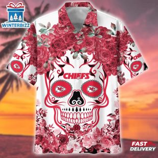 Kansas City Chiefs NFL Flower Skull Hawaiian Shirt For Fans